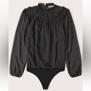 Abercrombie & Fitch | Long-Sleeve High-Neck Chiffon Bodysuit - Black